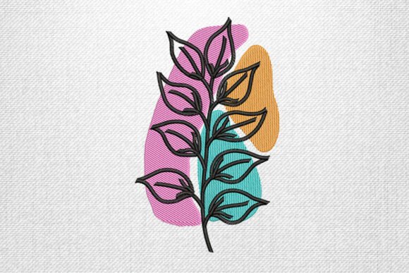 Abstract Leaf Embroidery Design: A Modern Statement for Handmade Products