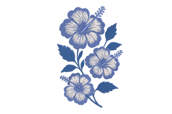 Blue White Hibiscus Embroidery Design Review for Boutique Sweatshirts