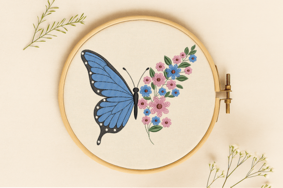 Butterfly with Floral Embroidery Design Review for Etsy Sellers