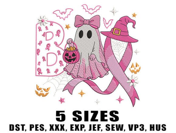 Cancer Ghost Sheet Embroidery Design: A Unique Halloween Awareness Addition