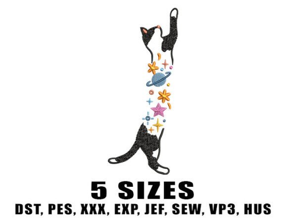 Celestial Cat Embroidery Designs: A Magical Addition for Boutique Sweatshirts