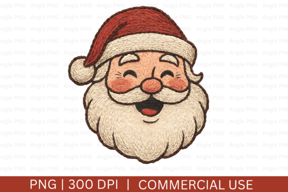 Embroidery Santa Clause Head PNG for Seasonal Products
