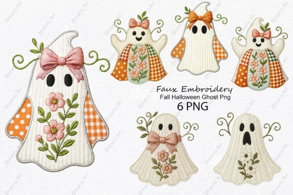 Faux Embroidery Fall Halloween Ghost Png Review for Apparel Projects