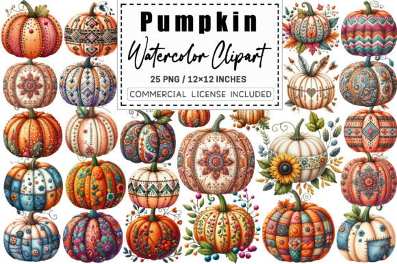 Faux Embroidery Fall Pumpkin Clipart for Seasonal Creations
