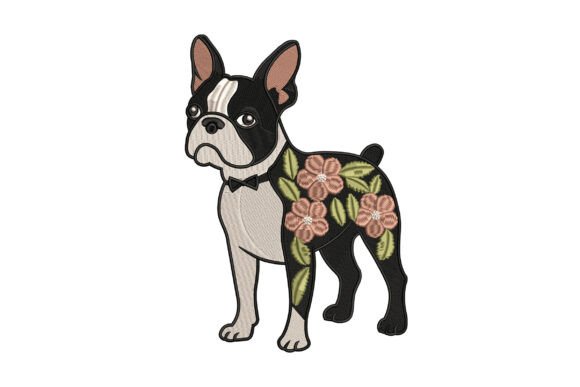 Floral Boston Terrier Dog Embroidery Review for Seasonal Projects