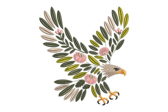 Floral Eagle Embroidery Design: A Bold Statement for Seasonal Projects