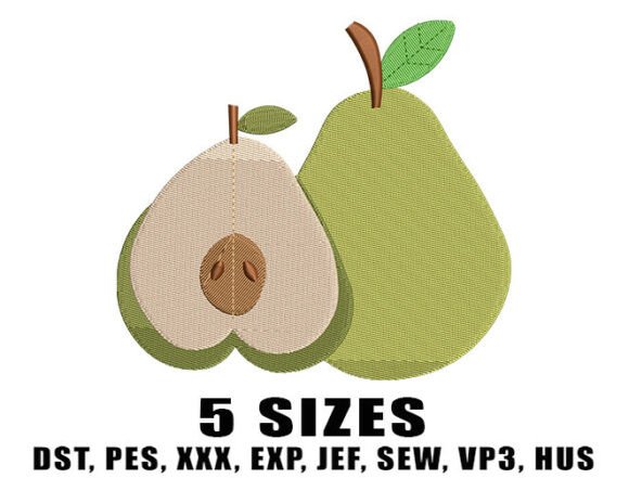 Fruit Pear Embroidery Design for Boutique Sweatshirts