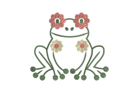 Funny Floral Frog Embroidery: A Whimsical Spring Addition