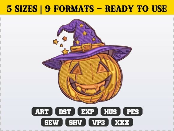 Halloween Pumpkin Witch Hat Embroidery Design Review