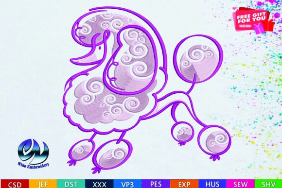 Poodle Embroidery Design, 10 Formats: A Stylish Must-Have for Craft Fairs