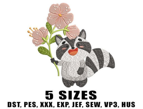 Raccoon Cartoon Floral Embroidery Design Review for Seasonal Projects