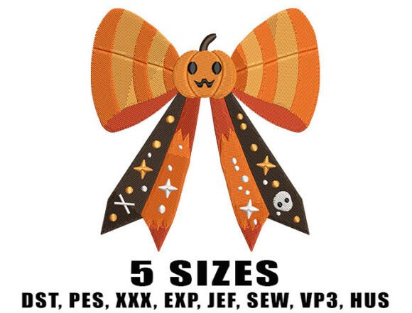 Spooky Pumpkin Bow Embroidery Design Review for Craft Fairs