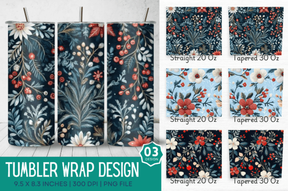 Winter Floral Embroidery Tumbler: A Festive Design Review
