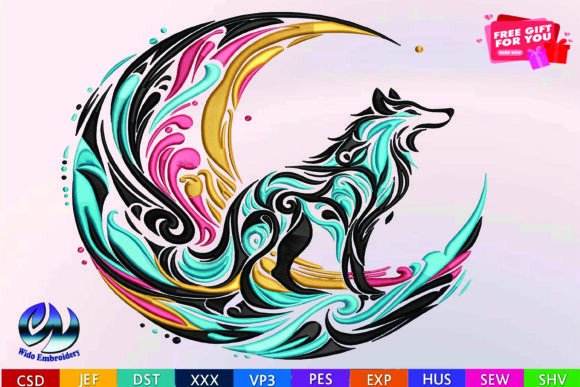 Wolf Embroidery Machine Design, 10 Format Review